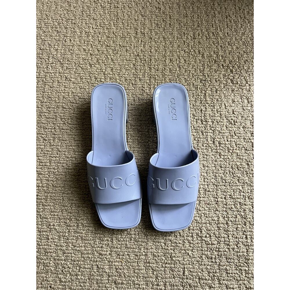 GUCCI Rubber Light Blue Platform Heels Womens EU 41 USA 11 Slip On - Picture 2 of 14